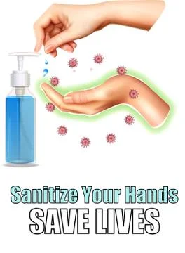 Sanitize your hands and save lives due to coronavirus Stock Illustration