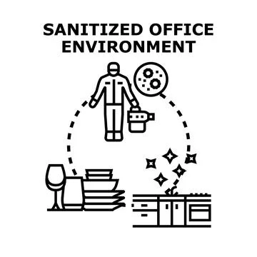 Sanitized office environment concept vector illustration Stock Illustration