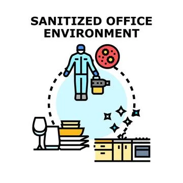 Sanitized office environment concept vector illustration Stock Illustration