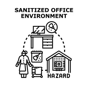 Sanitized office environment preventing data hazards and risks Stock Illustration