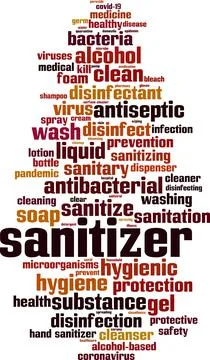 Sanitizer word cloud Stock Illustration