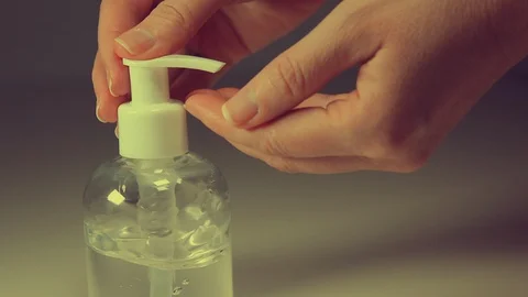 Sanitizes hands Stock Footage 127592404