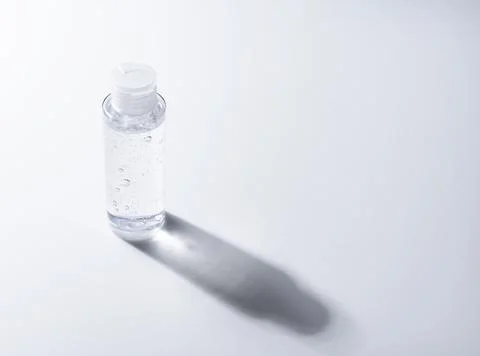 Sanitizing gel placed on a white background Foto stock