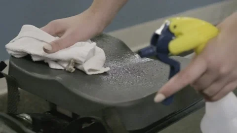 Sanitizing In The Gym Stock-Footage 145377561