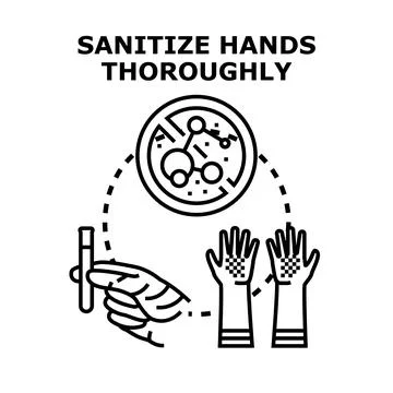 Sanitizing hands against bacteria and viruses concept Illustrazione stock