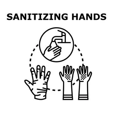 Sanitizing hands safety and hygiene concept vector Stock Illustration