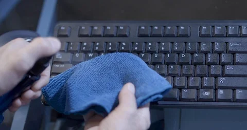 Sanitizing Keyboard Stock Footage 126950795
