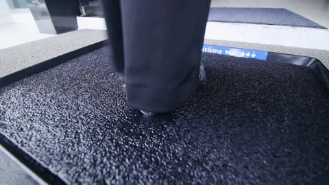 Sanitizing mat COVID-19 preventive measures Video stock 156116008