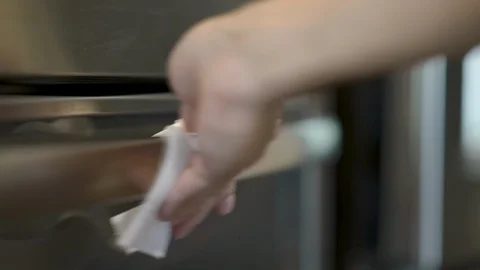 Sanitizing Oven Appliance Handle Stock Footage 127931400