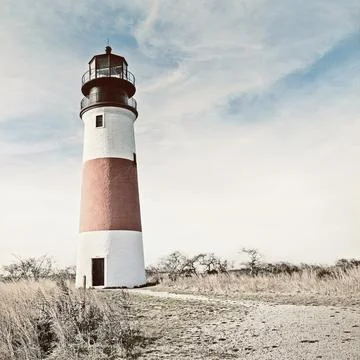 Sankaty Head Light Lighthouse, rendered in a vintage style, Nantucket, Stock Photos