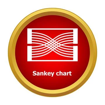 Sankey chart icon representing data analysis and flow Illustrazione stock