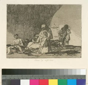 Sanos y enfermos.. Goya, Francisco (1746-1828). 1810. Avery, Samuel Putnam... Stock Photos