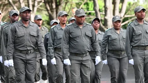 SANParks Anti-Poaching Unit Preparing for Parade in Cape Town Stock Footage 337900176