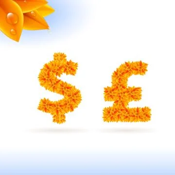 Sans serif font with fall leaf decoration Stock Illustration