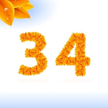 Sans serif font with fall leaf decoration Stock Illustration