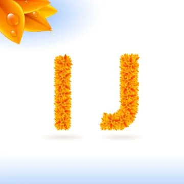 Sans serif font with fall leaf decoration Stock Illustration