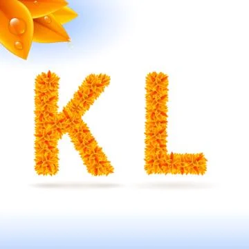 Sans serif font with fall leaf decoration 스톡 일러스트