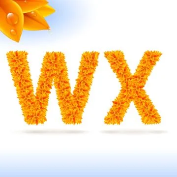 Sans serif font with fall leaf decoration Stock Illustration
