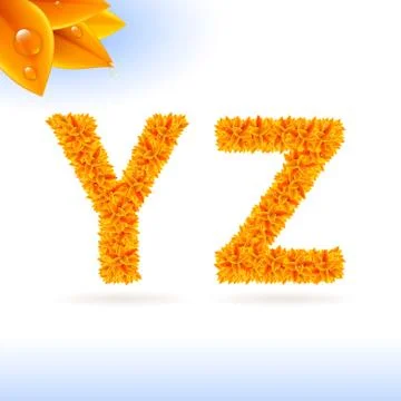 Sans serif font with fall leaf decoration Stock Illustration