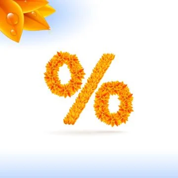 Sans serif font with fall leaf decoration Stock Illustration