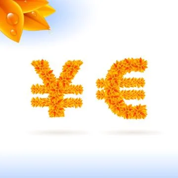 Sans serif font with fall leaf decoration 스톡 일러스트