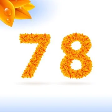 Sans serif font with fall leaf decoration Illustrazione stock