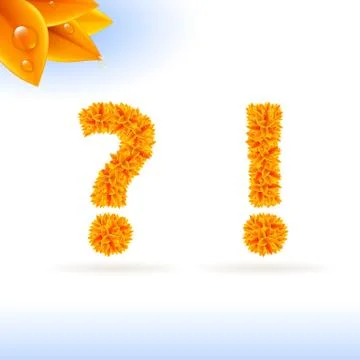 Sans serif font with fall leaf decoration Illustrazione stock