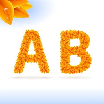 Sans serif font with fall leaf decoration Stock Illustration