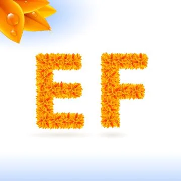 Sans serif font with fall leaf decoration Stock Illustration
