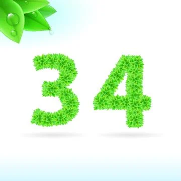 Sans serif font with green leaf decoration Stock Illustration