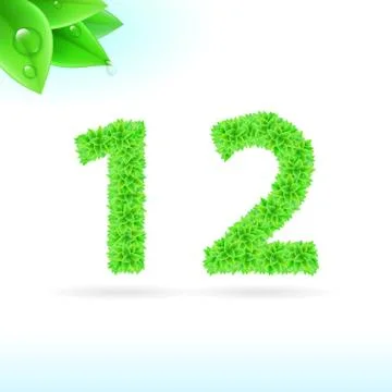 Sans serif font with green leaf decoration Stock Illustration
