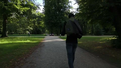 Sanssouci Park Visitor Backpack Cobblestone Path Editorial Stockbeeldmateriaal 339038855