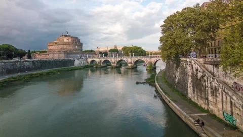 Sant Angelo Bridge Rome timelapse Stock-Footage 130682438