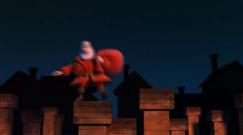 Santa and chimneys Stock Footage 32169128