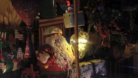 Santa and gift packages Stock Footage 124536294