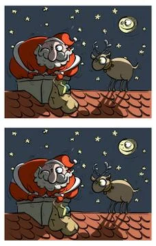 Santa and Rudolf Differences Visual Game Stock Illustration