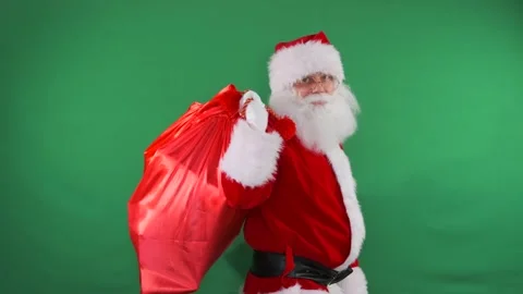 Santa with bag on green screen, adaptable for promotions. Video stock 291487651