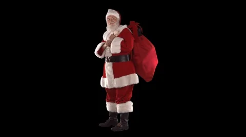 Santa with Bag Laughing 스톡 동영상 5099398