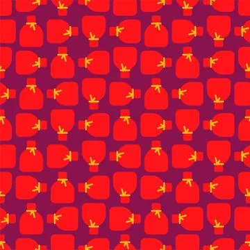 Santa bag pattern seamless. Red sack Christmas background. Xmas texture. New  Stock Illustration