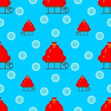 Santa bag pattern seamless. Red Christmas sack background イラスト素材