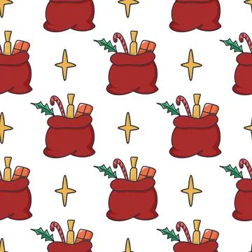 Santa bag seamless pattern vector illustration Illustrazione stock