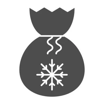 Santa bag solid icon. Present bag with snoflake vector illustration isolated on Stock Illustration