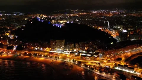 Santa Barbara Castle at night Video stock 269002196