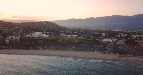 Santa Barbara drone sunset beach view Stock Footage 95754133