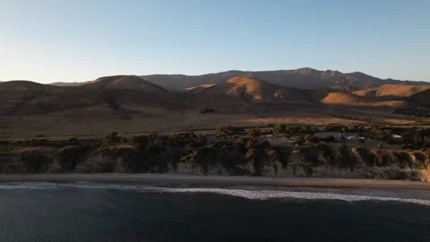 Santa Barbara El Capitan State Beach Drone Aerial at Sunset Stock Footage 297135835