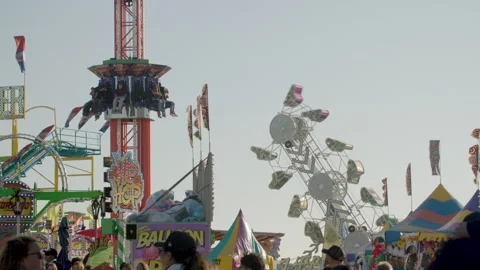 Santa Barbara Fair Grounds with Rides 2 August 2024 Stock Footage 314685134
