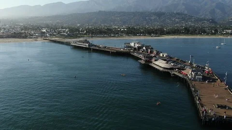 Santa Barbara Pier Drone Stock Footage 112031661