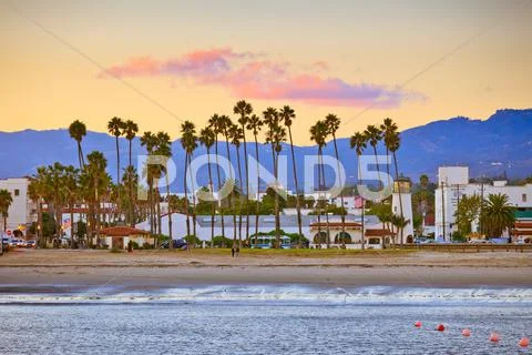 Santa Barbara from the pier Stock Photos