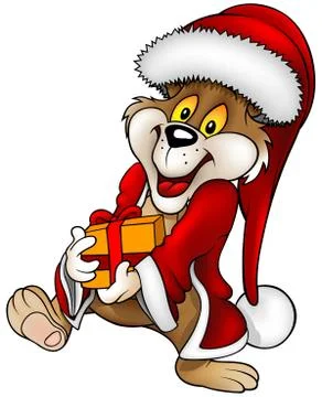 Santa Bear and Gift Stock Illustration