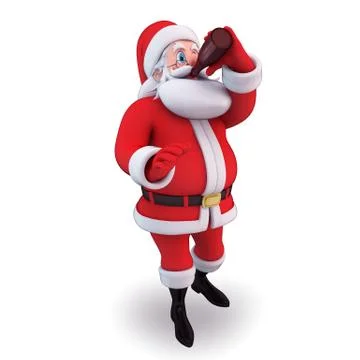 Santa with beer bottle Stock Illustration